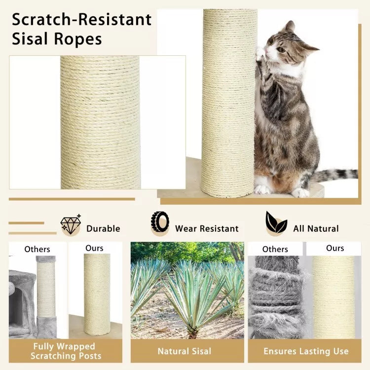 Coast Kratzbaum - Kratzbaum - Max 15 Kg - 75 x 56 x 197 cm - Beige