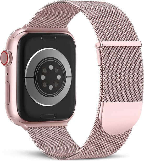 Podec Smartwatch Magnetisches Edelstahlarmband Rose Pink - Passend für Apple Watch - Band Passend für iWatch 38 / 40 / 41 mm - Passend für Serie 1/2/3/4/5/6/7/SE