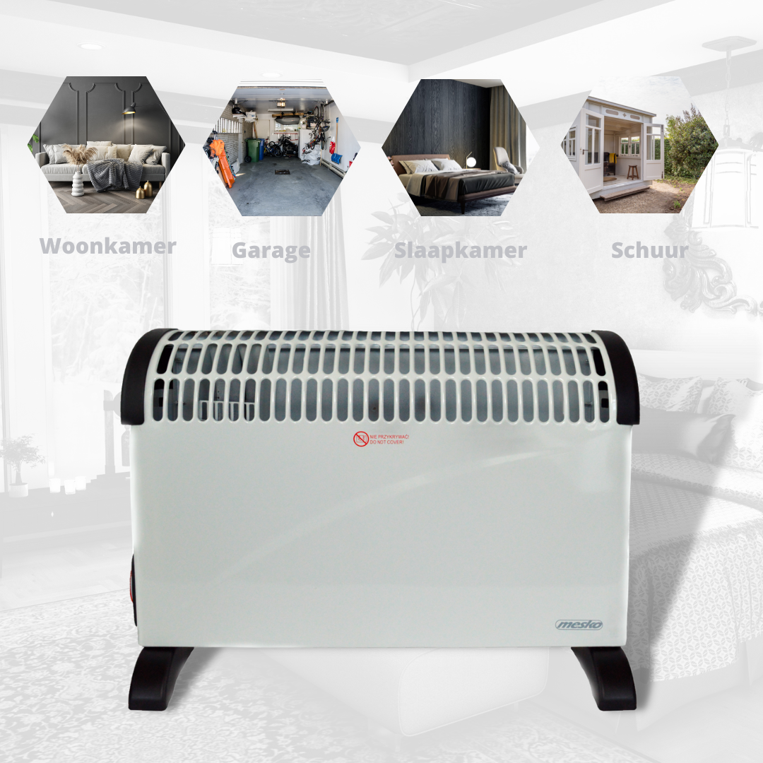 Mesko Elektrokonvektor - 3 Heizstufen - 2000W - bis zu 20m² - Weiß - einstellbarer Thermostat