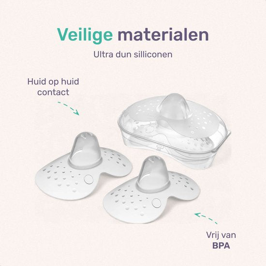 Qwali Bio Stillhütchen - Größe S - BPA-frei - Brustwarzenschutz - Transparent - Inkl. Aufbewahrungsbehälter - 2 Stück