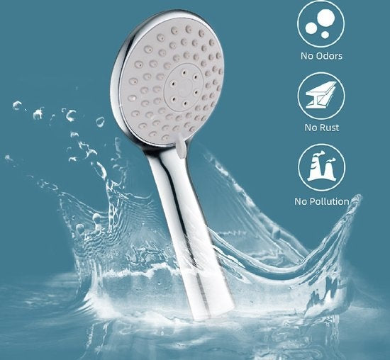Fuegobird Duschköpfe - mit Schlauch und Halter - 3 Funktionen - Wassersparende Handbrause - Silber