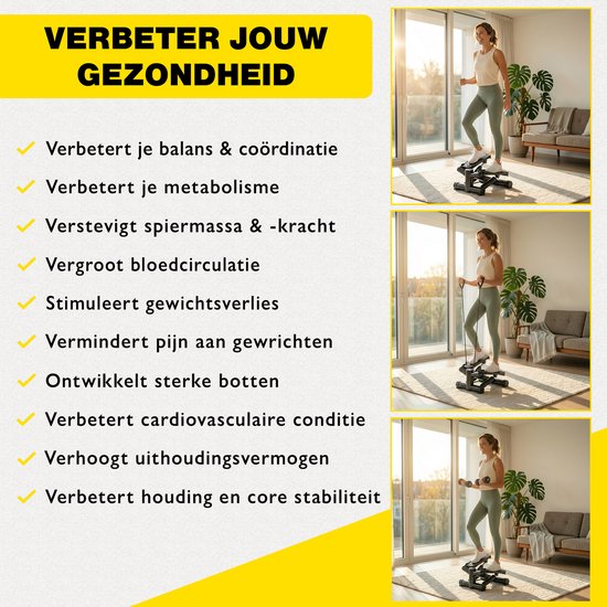 Zoluko Stepper mit Widerstand - Inklusive Widerstandsbänder und E-Book - Stepper Fitness - Fitness Step - Mini Stepper - Step Fitness - Aerobic Step - Step - Stepper Fitness Gerät - Heimtrainer - Schwarz