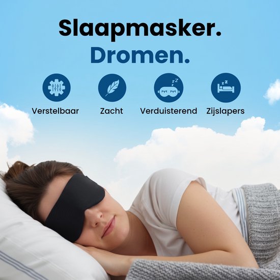 PurelyGoods® Schlafmaske – Augenmaske – Lichtundurchlässig – Für Männer und Frauen – Baumwolle – Schwarz