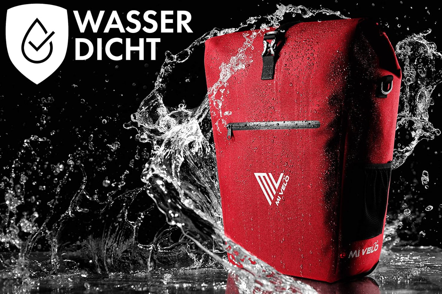 MIVELO Packtasche - Wasserdicht - 25L - Mit Laptopfach und Schultergurt - Rot