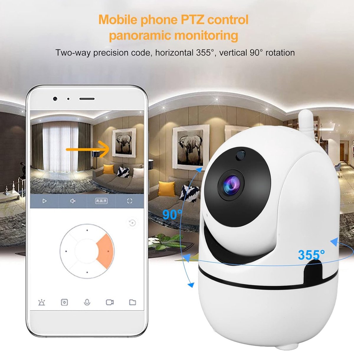 Fuegobird ZOSI C528 Indoor IP Kamera - mit dualem Objektiv - 6MP - Gegensprechfunktion - Sicherheitskamera - Haustierkamera - Babykamera - Kompatibel mit 2.4G/5G WIFI - Funktioniert mit App - Weiß