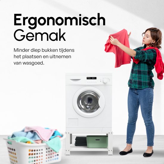 Bodo® - Waschmaschinenaufsatz - Waschmaschinenaufbaumöbel - Waschmaschinenaufsatz mit Ablage - Waschmaschinensockel - Universal - Weiß