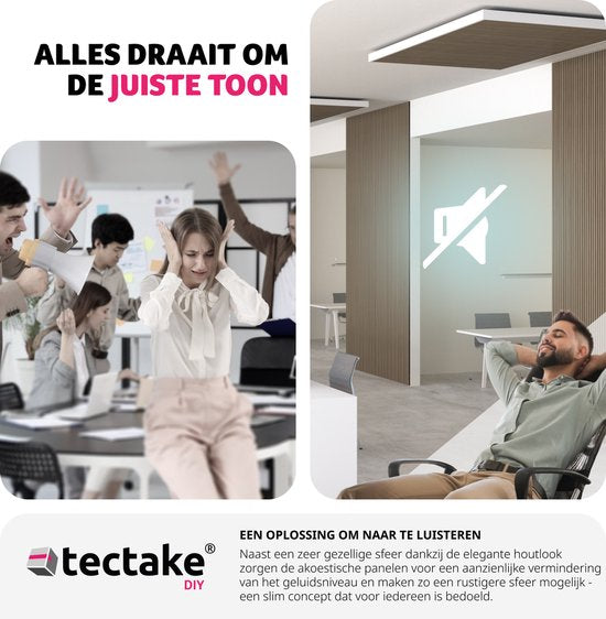 tectake® 2er-Set Akustikpaneele Sonic Wall - Schallabsorbierendes Paneel - Schalldämmung - Größe pro Paneel (LxBxH): ca. 120x60x2,1cm - Verschiedene Farben - Eiche dunkel