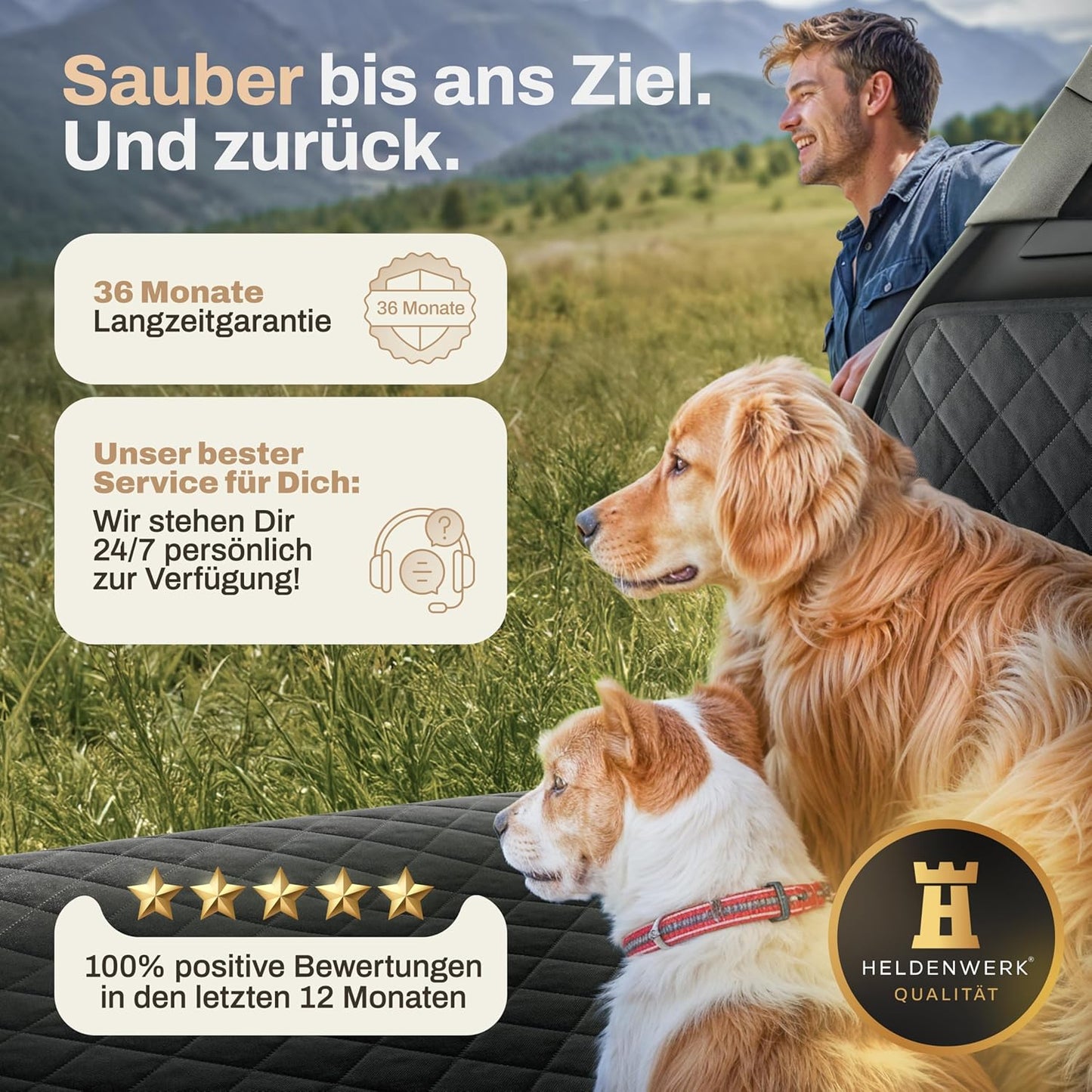 HELDENWERK Stiefelschutz für Hunde - wasserdicht & kratzfest - mit Seiten- und Stoßschutz - universell passend - hochwertig gepolstert - schwarz