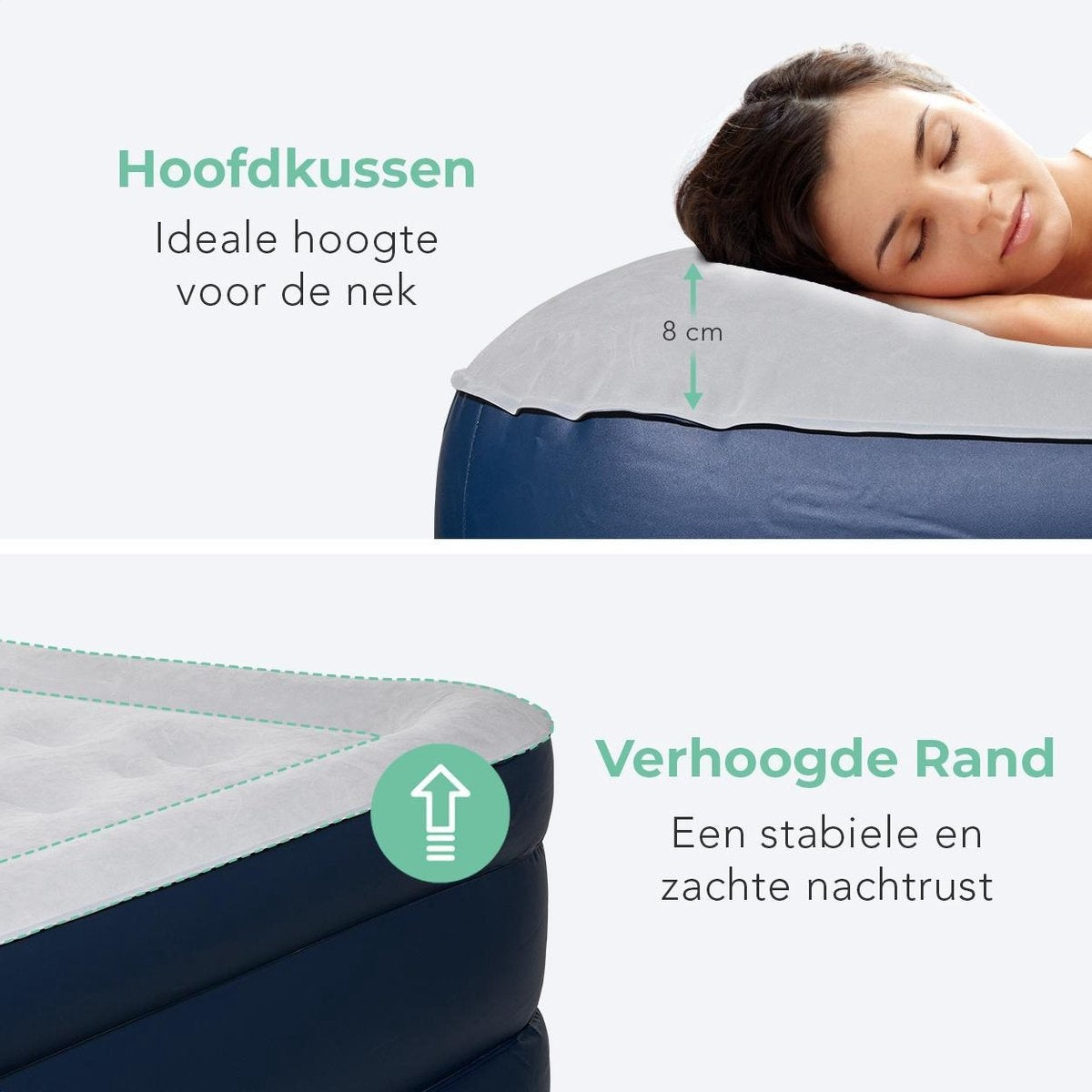LifeGoods - Luftmatratze für 2 Personen - integrierte Pumpe - inkl. Tragetasche und Reparaturset - Blau