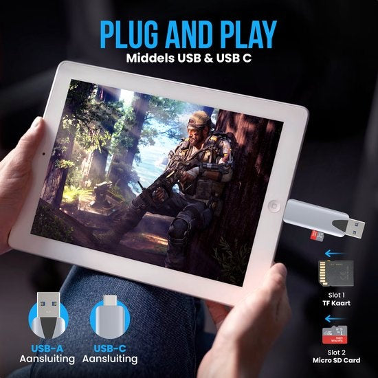 Strex Kartenleser - Kartenleser - USB 3.0/USB C - 2-in-1 - SD-Karte/TF-Karte - Speicherkartenleser