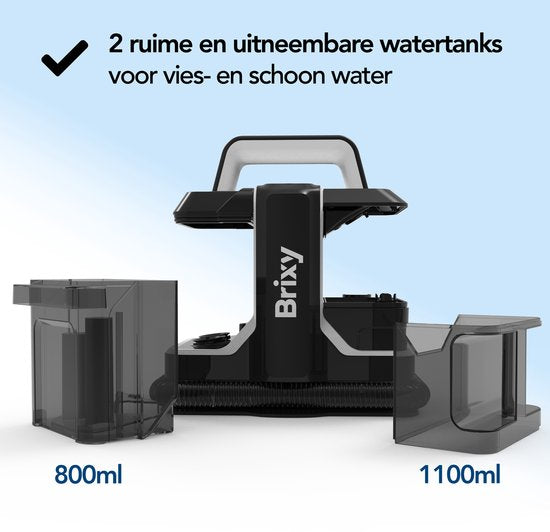Brixy Professional Teppichreiniger - Fleckenreiniger - 2 Bürsten - Leistungsstark und tragbar - Sofa-Reiniger - Möbel-Reiniger - Sitz-Reiniger - Schwarz