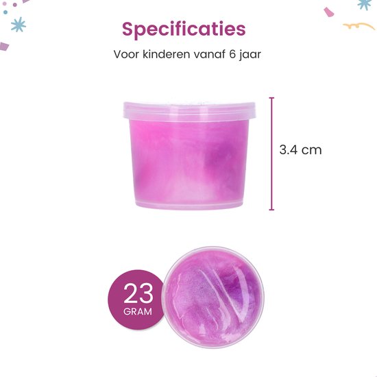 Partizzle 24x Einhornschleim Packung - Einhorn Geschenke zum Teilen - Grabbelton Schleimspielzeug - Geschenke für Kinder - Pink