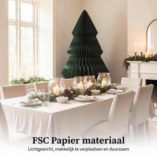 Mica Decorations Papier-Weihnachtsbaum – Zusammenklappbarer künstlicher Weihnachtsbaum – H 212 x Ø 120 cm – Weihnachtsdekoration – FSC Mix – Grün