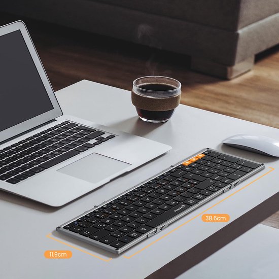 Faltbare Bluetooth Tastatur - Full Size - 105 Tasten - 3 Geräte - USB-C - Space Grau