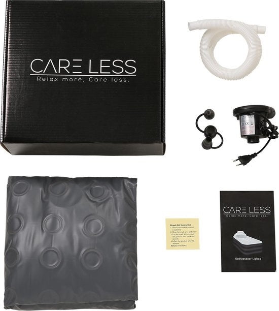 Care Less Aufblasbare Badewanne - Für Erwachsene und Kinder - Inkl. elektrischer Pumpe und Ablassschlauch - 158x80x42 cm - Schwarz/Weiß