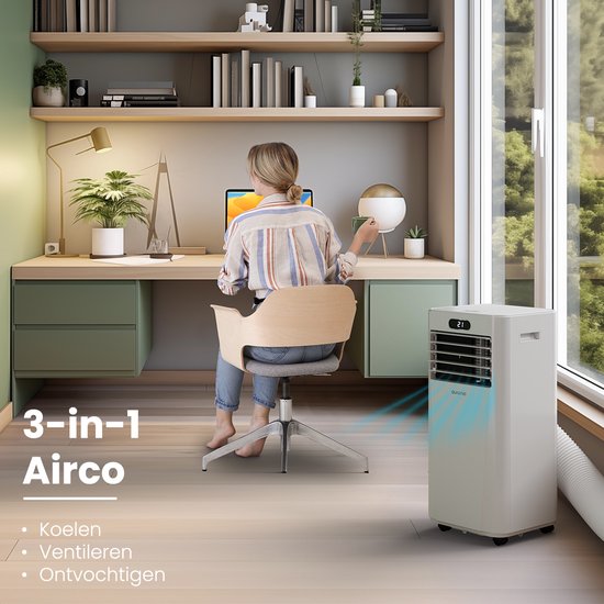 Auronic - Mobile 3-in-1 Klimaanlage - 7.000 BTU mit 2 Fensterabdichtungskits - kühlt bis zu 20 m² - Weiß