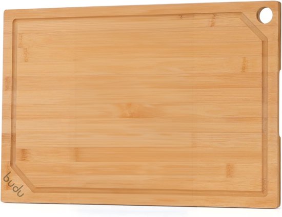 Budu Schneidebrett Bambus mit Saftrinne - Schneidebrett Holz - Schneidebretter aus Holz - Schneidebrett Geschenk - 37 x 25 cm