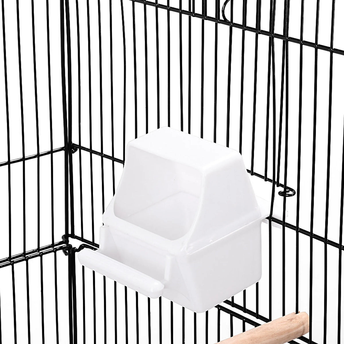Yaheetech Geräumiger Vogelkäfig mit offenem Dach und Schaukel 46 x 35 x 104,5 cm – Klassisches Schwarz – Metall