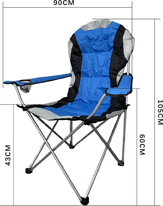 VDD - Campingstuhl - Klappstuhl - Campingstuhl faltbar - Campingstuhl - Campingstühle - Campingstuhl faltbar - faltbar - Becherhalter - blau