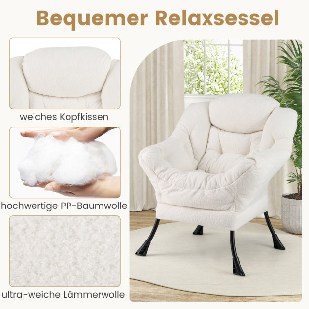 Coast Sessel PP-Baumwolle - Max 150KG - Inkl. Fußstütze - 80 x 74 x 97 cm - Weiß