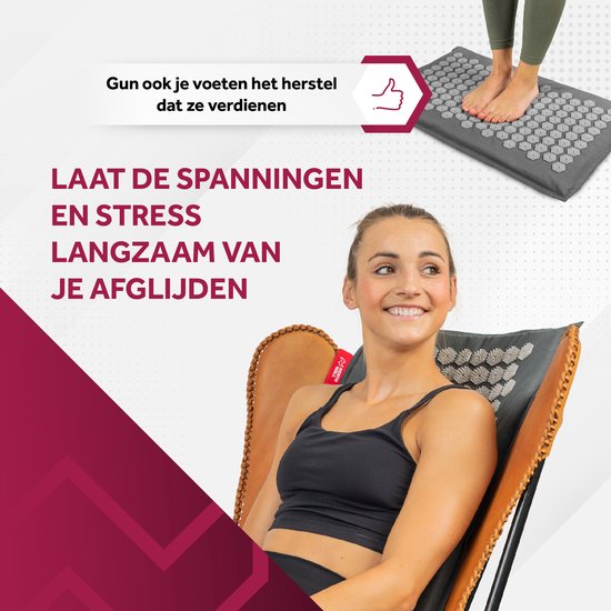 Northwall Nagelmatte mit Kissen & Tragetasche - Akupressurmatte mit Nagelkissen - Nagelbett - Akupunktur - Meditation - Shakti Massage - Grau