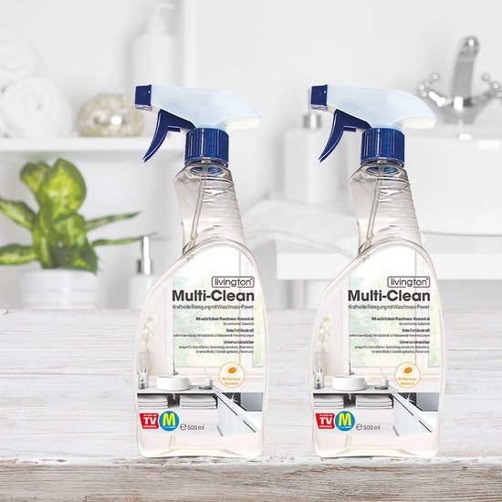Livington Multi-Clean Universalreiniger – 2 STÜCK – sauber – hohe Fettlösekraft – universell einsetzbar – geeignet für alle abwaschbaren und glatten Oberflächen – 2 x 0,5 Liter