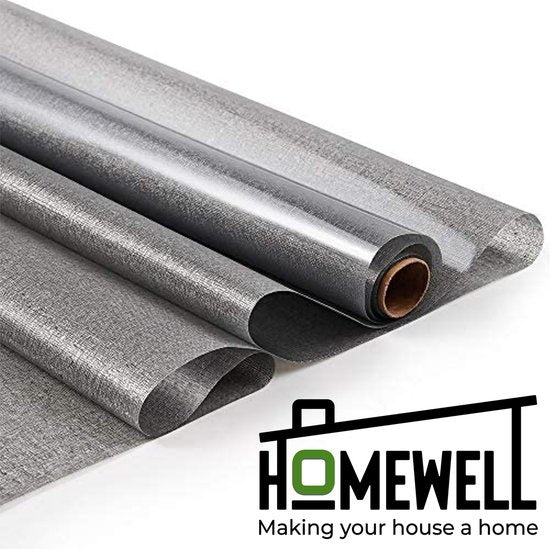 Homewell Raamfolie HR++ 75x300 - Isolerend & Zonwerend - Anti inkijk - Statisch - Linnenlook Grijs 70x300