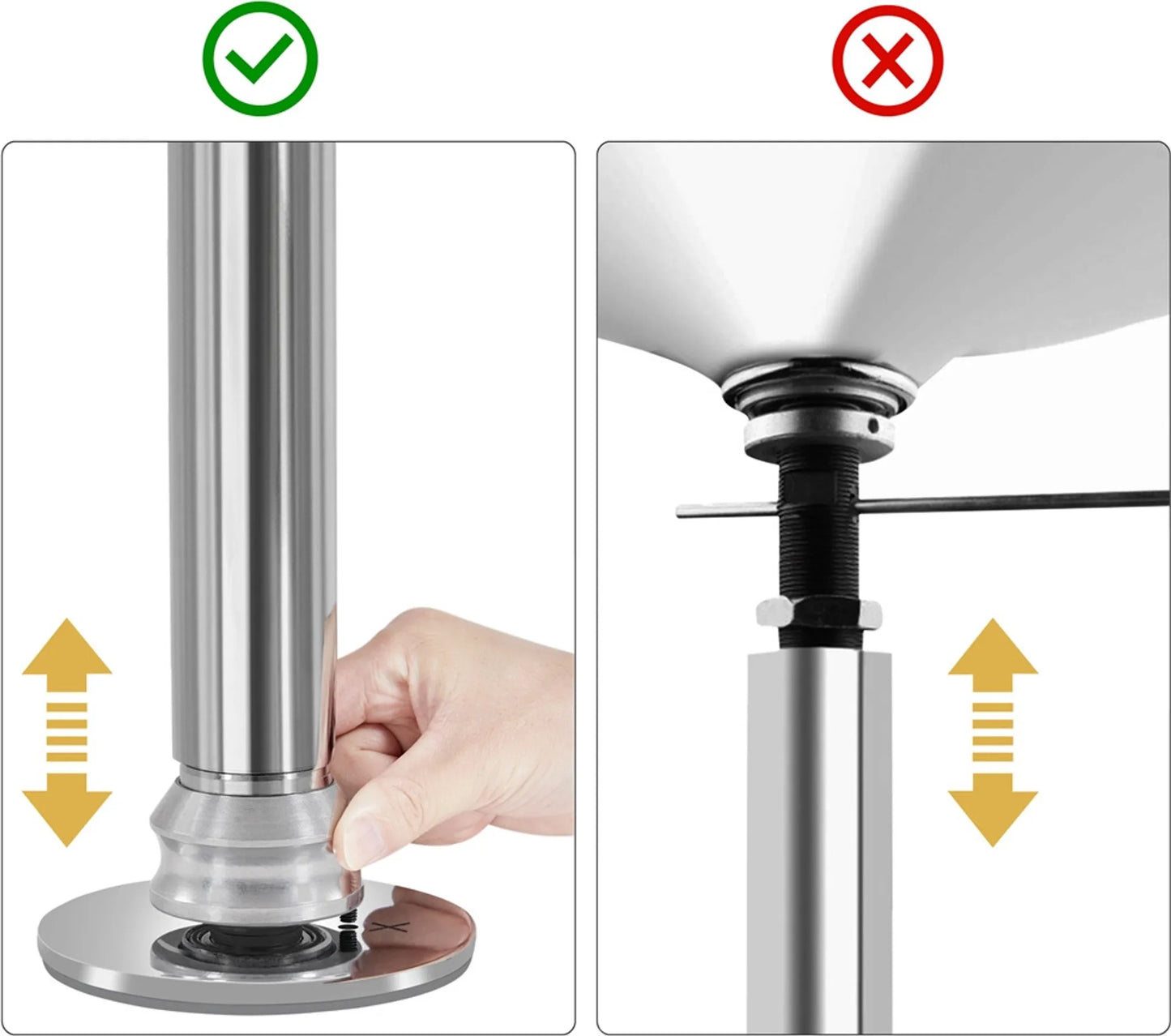 Yaheetech Dance Pole Verstellbar - Mit statischem und drehbarem Ständer und Silikon-Gummischutz und 2 Verlängerungsstangen - Für Heimgebrauch und Fitness - Silber verchromtes Metall - 25 x 25 x 216,5-275 cm