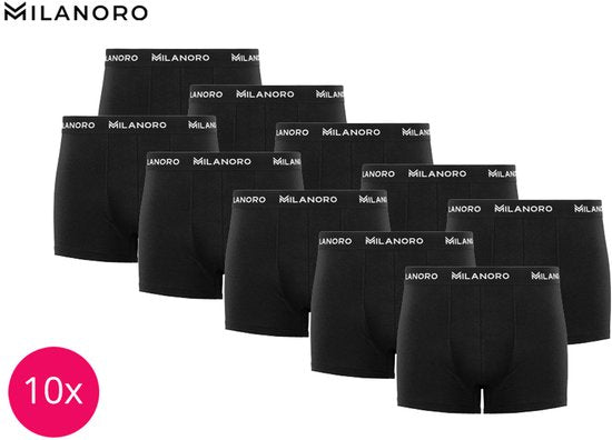 Milanoro - 10er-Set Boxershorts aus Baumwolle - Schwarz - Größe S - Comfort Fit