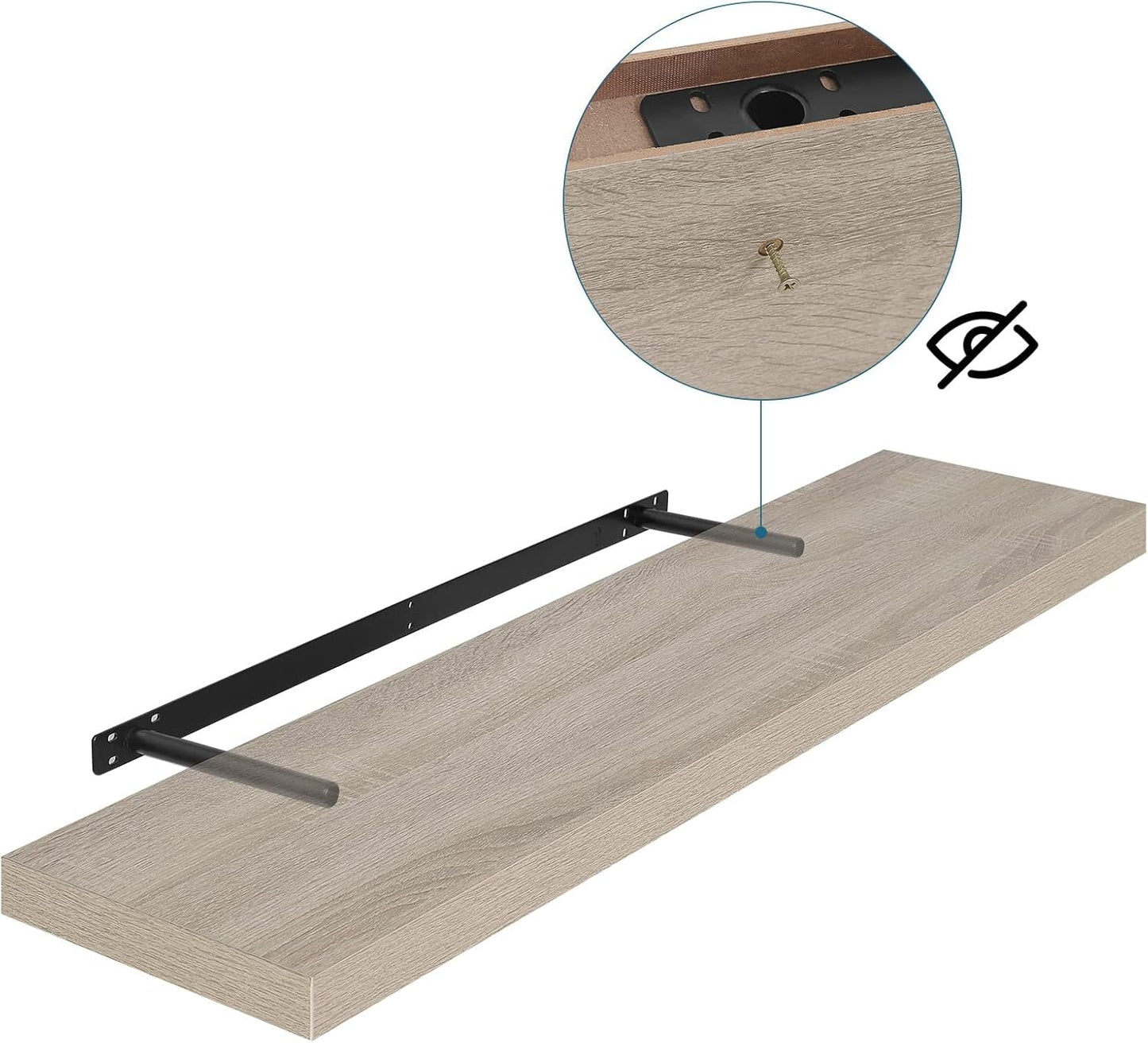 EUGAD 0046QJ Wandregal Schwebendes Wandregal - 80 cm - Sonoma Eiche - MDF - max 10 kg