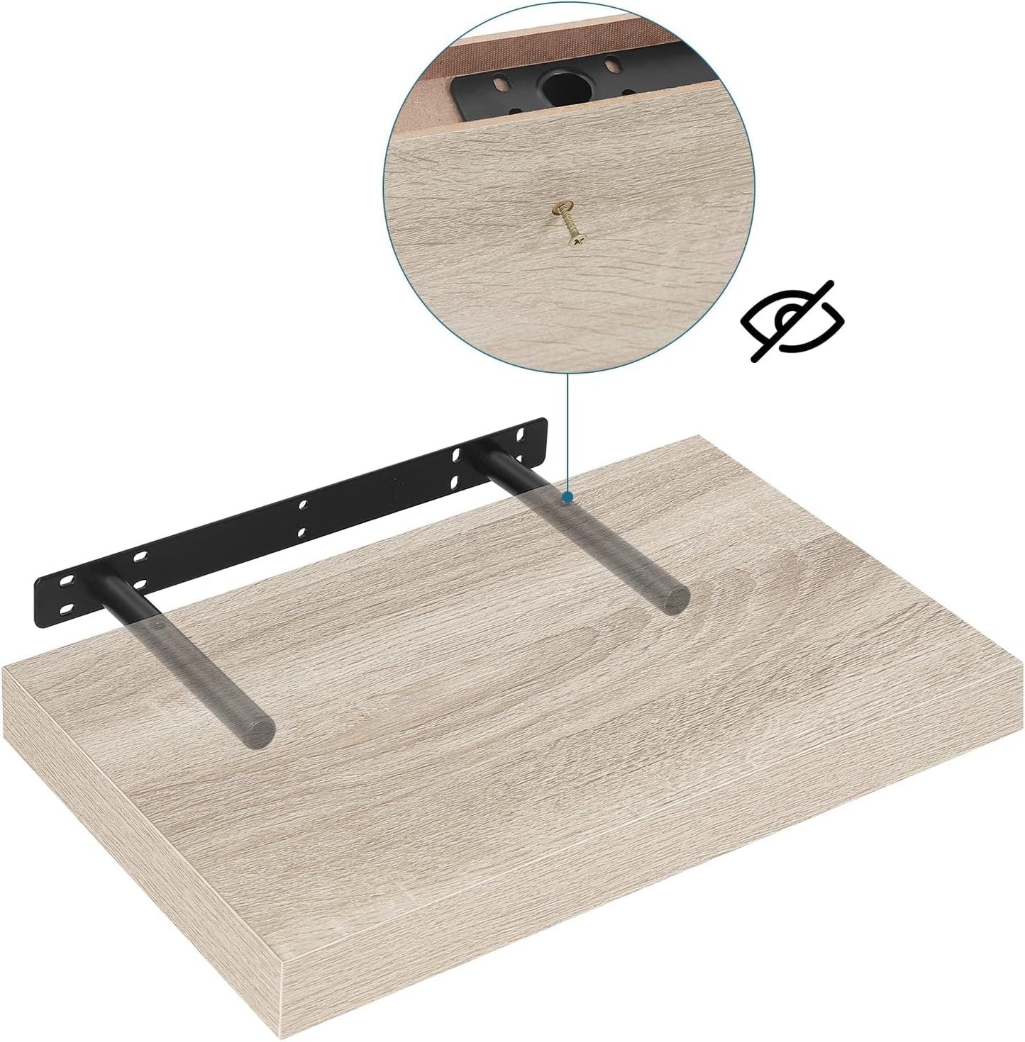 EUGAD 0083QJ Wandregal - schwebendes Wandregal - 40 cm - Sonoma Eiche - MDF