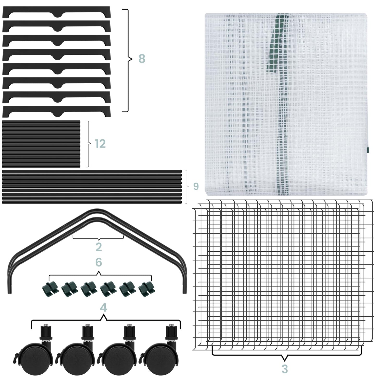 Woltu Foliengewächshaus – auf Rädern – 3 Ablagen – 70 x 50 x 131 cm – halbtransparent, weiß