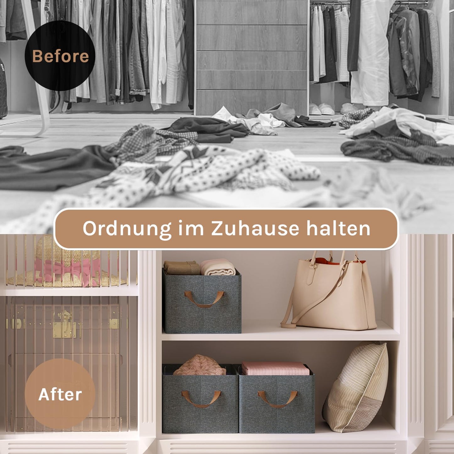 Woltu Aufbewahrungsboxen – 5er-Set – mit Griffen – zusammenklappbar – 47 x 20 x 28 cm – grau