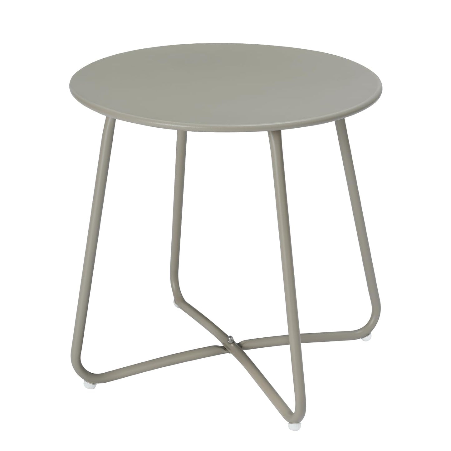 eSituro runder Beistelltisch – Metalltisch für Balkon und Garten – grau – Durchmesser 45 cm – verstellbare Fußkappen