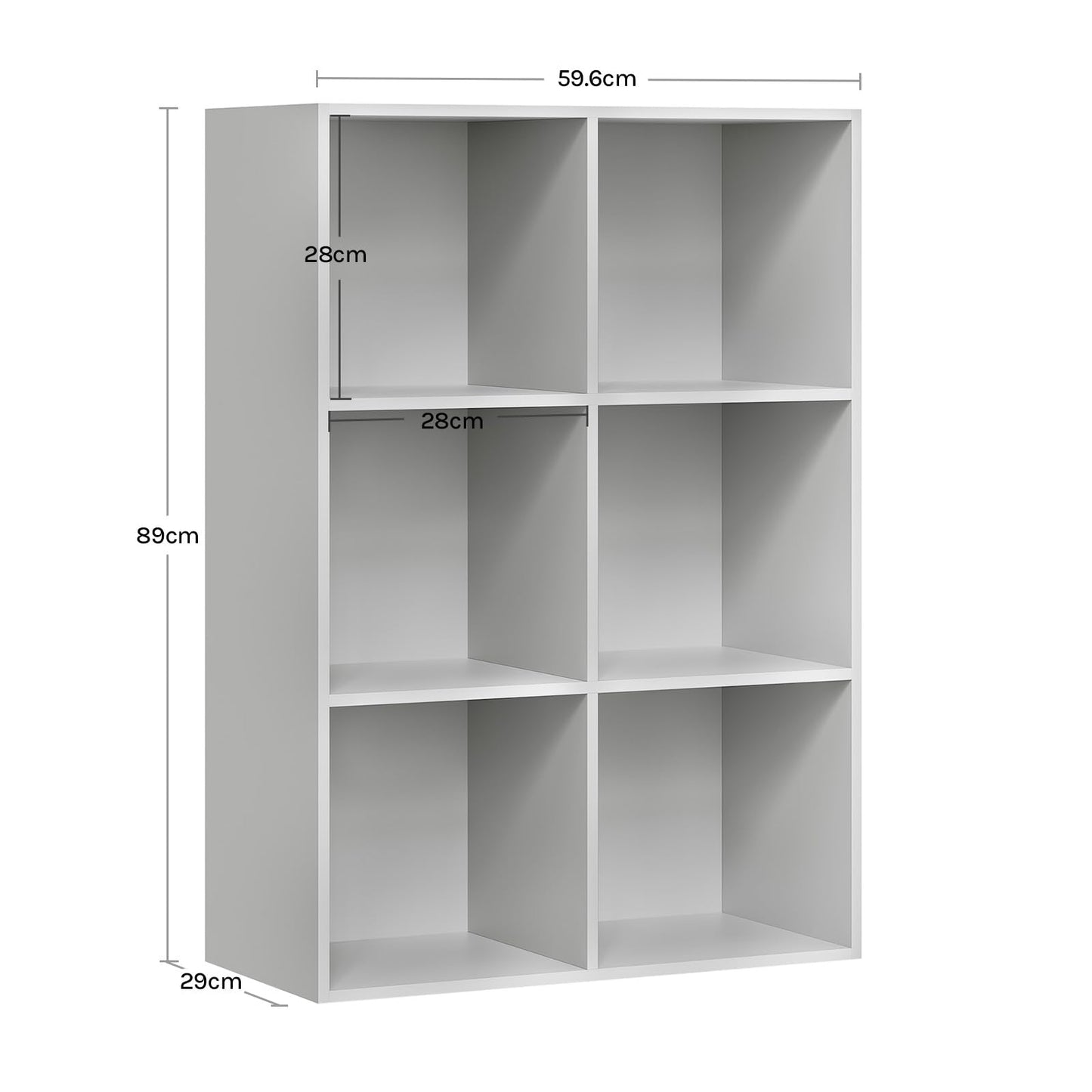 WOLTU Bücherregal – Würfelregal – 6 Fächer – grau – 60 x 89 x 29 cm