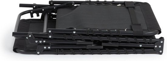 909 OUTDOOR Klappbare Liege - Liege mit Kissen & verstellbarer Rückenlehne - Schwarzer Gartenstuhl für Garten und Terrasse - Relaxsessel bis 110 kg max - 189 x 59 x 30 cm
