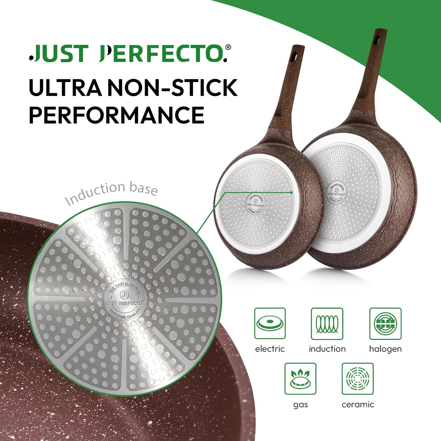 Just Perfecto Kochgeschirrset – 21-teilig – Induktion – Granit – Braun
