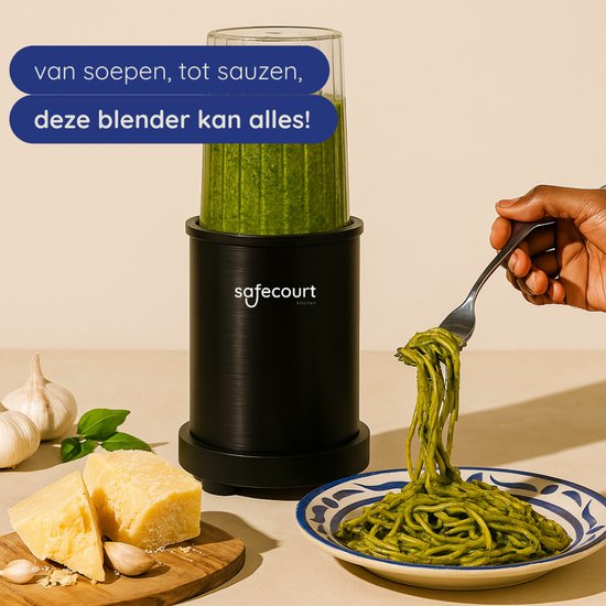 Safecourt Kitchen - Smoothie Mixer - Mixer 1200W - Smoothie Maker - Inklusive To-Go Becher - Schwarz