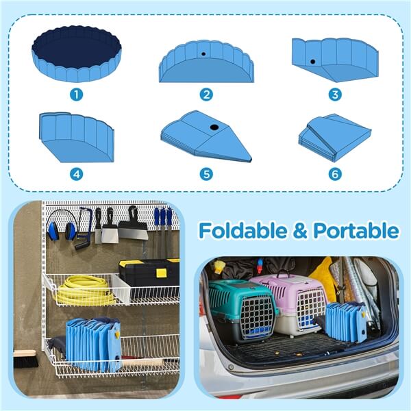 Yaheetech Faltbares Hundebad 100/120/140/160 x 30 cm – Rutschfeste Badewanne für Hunde