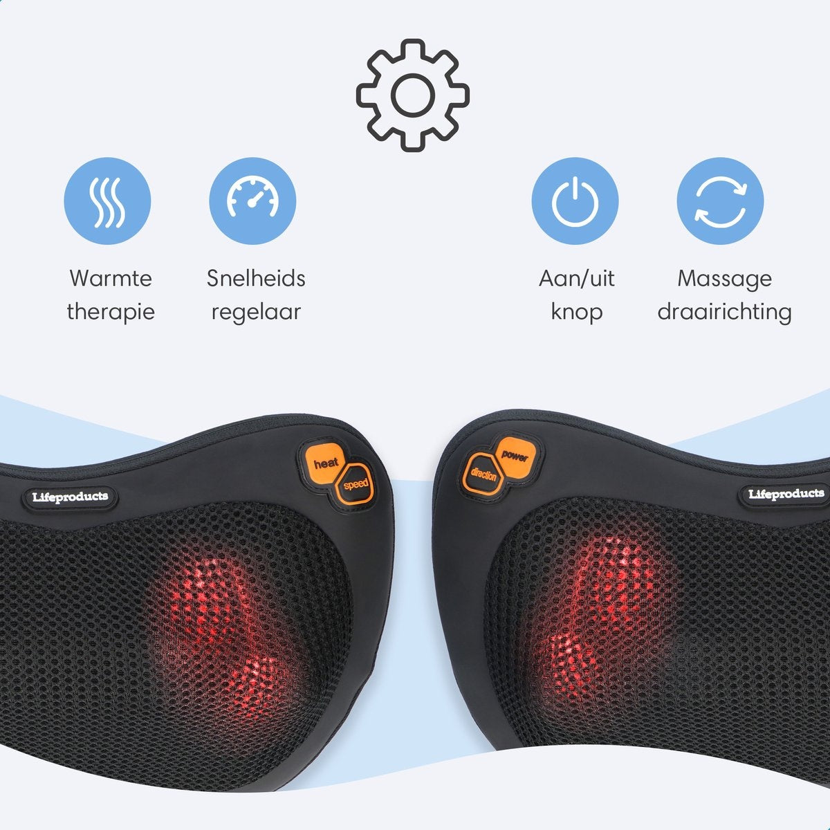 Lifeproducts Elektrisches Shiatsu-Massage-Kissen | Massagegerät mit Wärmefunktion