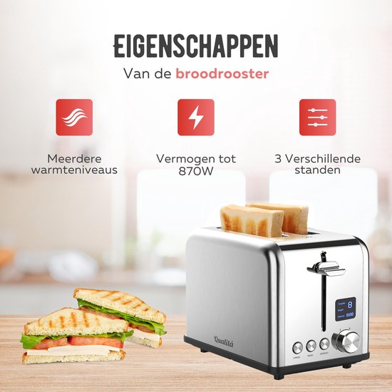 Qualitá® Toaster mit Toastbrotklammern - Retro-Toaster - Sandwichständer - Croque Monsieur-Gerät - Edelstahl