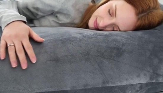 Strex - Schwangerschaftskissen - XXL - Umstandskissen - Velours - 280cm - Abnehmbarer Bezug - Grau