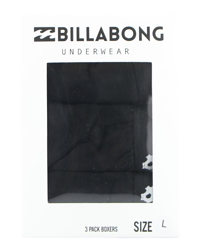 Billabong 3x Boxershorts für Männer - Größe L - schwarz - 95% Baumwolle, 5% Elastan