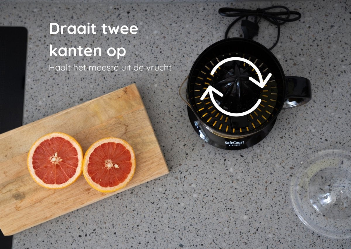 Safecourt Kitchen - Elektrische Zitruspresse - Leistungsstarke Presse für frischen Saft - Schwarz