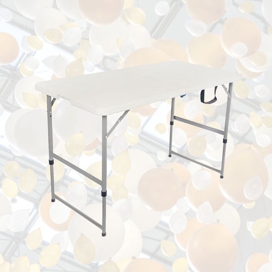 BRASQ - Klapptisch - Campingtisch - Wetterfest - 120x60x74cm - Weiß