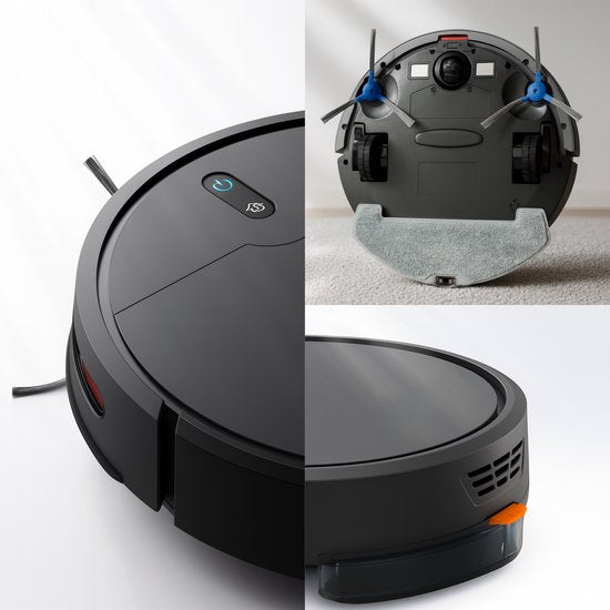Powell Staubsauger Roboter - Staubsauger Roboter mit Wischfunktion - Staubsauger Roboter mit Ladestation - Staubsauger Roboter - Wischroboter - Schwarz