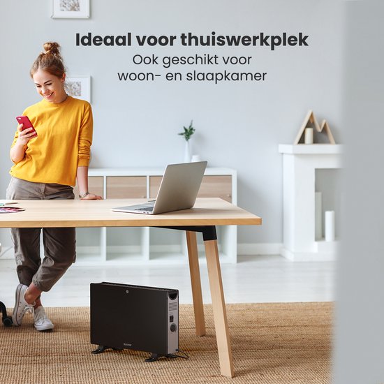 Auronic Konvektorheizung - 2000W - Elektrische Heizung - Schlafzimmer, Wohnzimmer oder Zuhause - Heizung - Schwarz