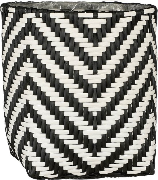 Mica Decorations Merlin Outdoor-Pflanzkorb - 3er-Set - H26 x Ø24 cm - Recycelter Kunststoff - Schwarz, Weiß