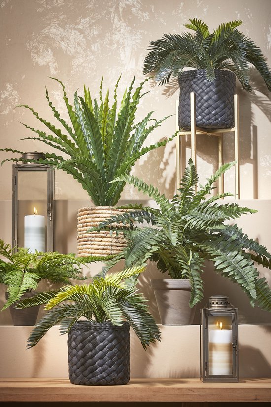 Mica Decorations Boston Farn Künstliche Pflanze im Blumentopf Stan - H42 x Ø50 cm - Grün