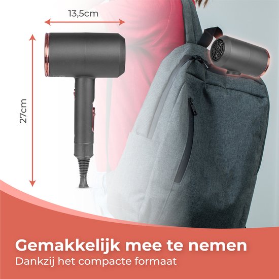 Nuvance - Haartrockner mit Diffusor - Inklusive 3 Aufsätze - 3 Hitze- und 2 Blasstufen - Haartrockner für Locken - Ionen-Haartrockner - Haartrockner